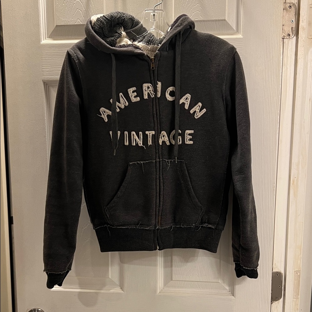 American Vintage Dark Gray Zip-Up Hoodie
